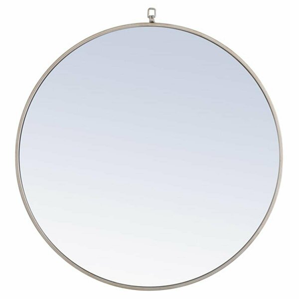 Elegant Lighting Elegant Lighting  32 in. Eternity Metal Frame Round Mirror with Decorative Hook, Silver MR4059S